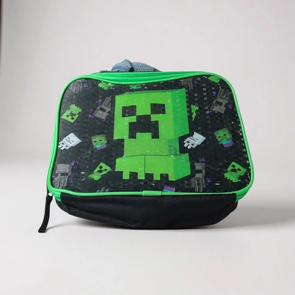 Minecraft Soft Insulated Lunchbox Lunch Snack Bag Green